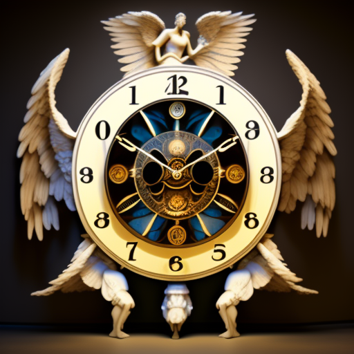 horloge avec heure miroir 10h10 entourée par des anges symbolisme